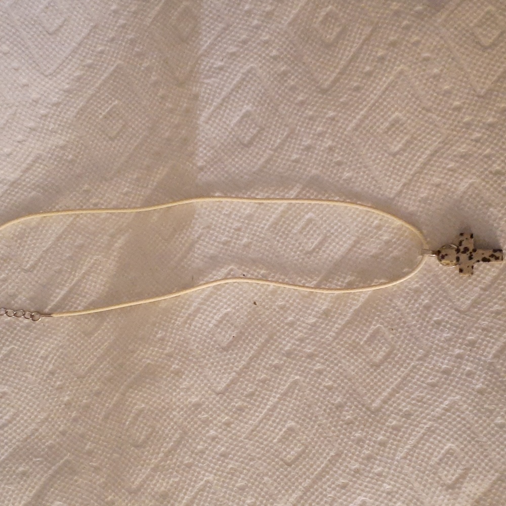 Yellow spotted cross necklace